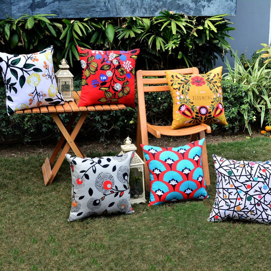 6 PCs Digital Printed Duck Cushions-Blooming cushions Apricot