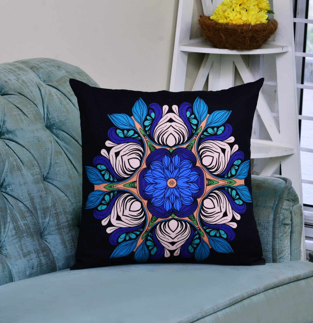 6 PCs Digital Printed Duck Cushions-Mexican Tiles cushions Apricot