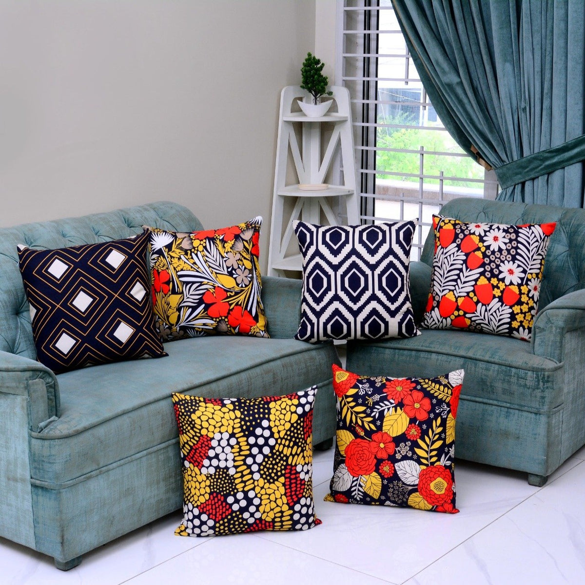 6 PCs Digital Printed Duck Cushions-Orange Slush cushions Apricot
