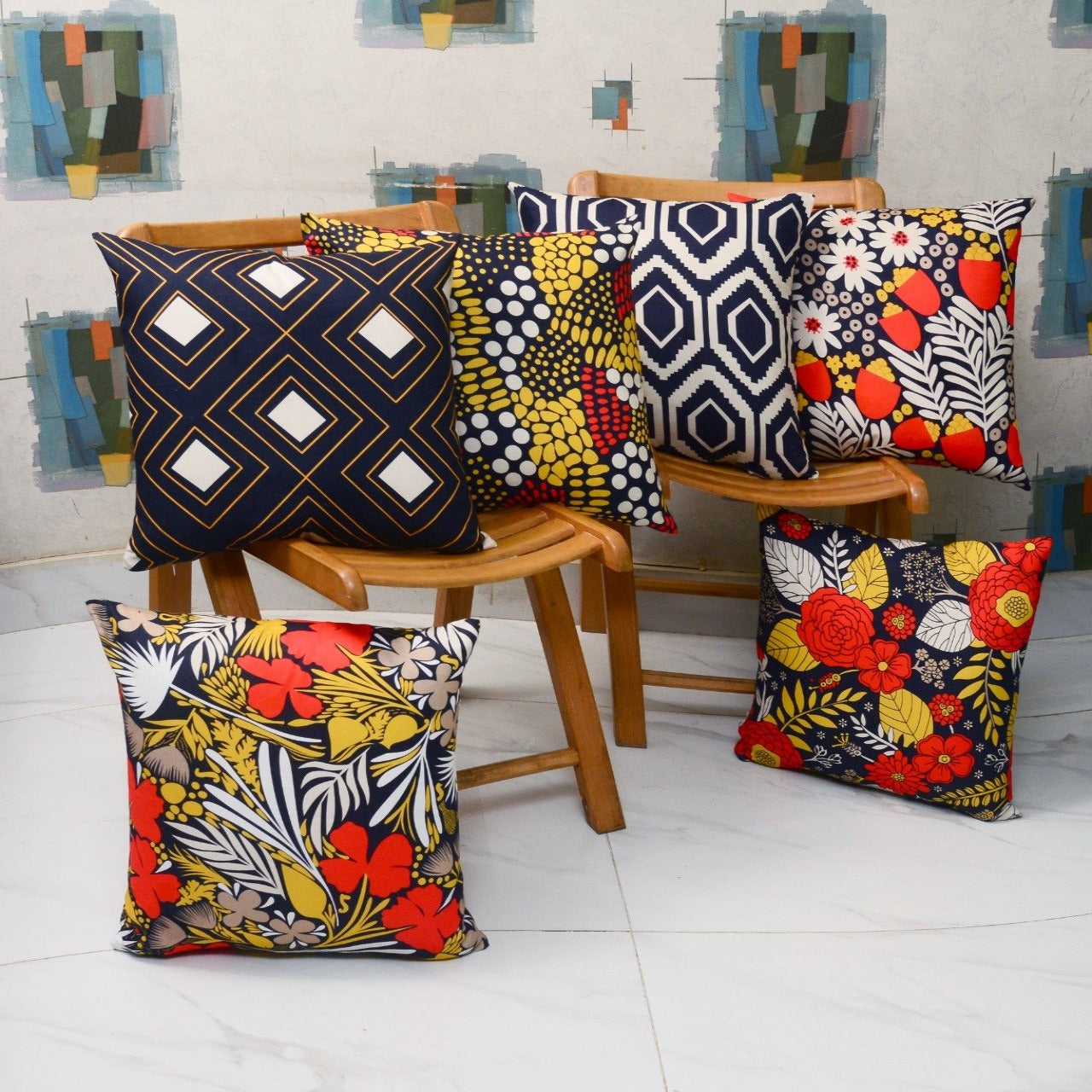 6 PCs Digital Printed Duck Cushions-Orange Slush cushions Apricot