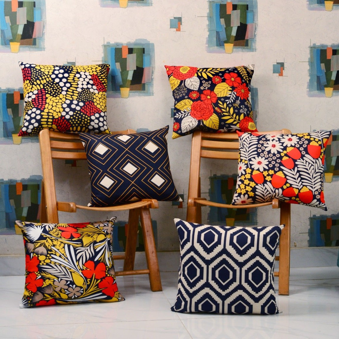 6 PCs Digital Printed Duck Cushions-Orange Slush cushions Apricot