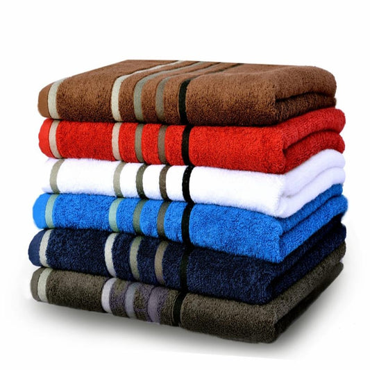 6 PCs Jacquard Stripe 100% Cotton Bath Towels Apricot
