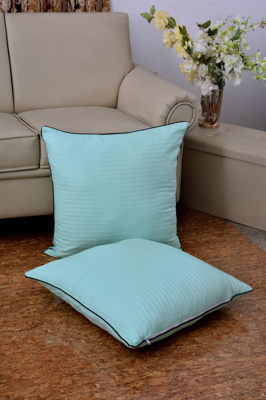 6 PCs Satin Pillows*2 Bed Cushion *2 & Floor Cushion *2 Set-Sea Green Apricot