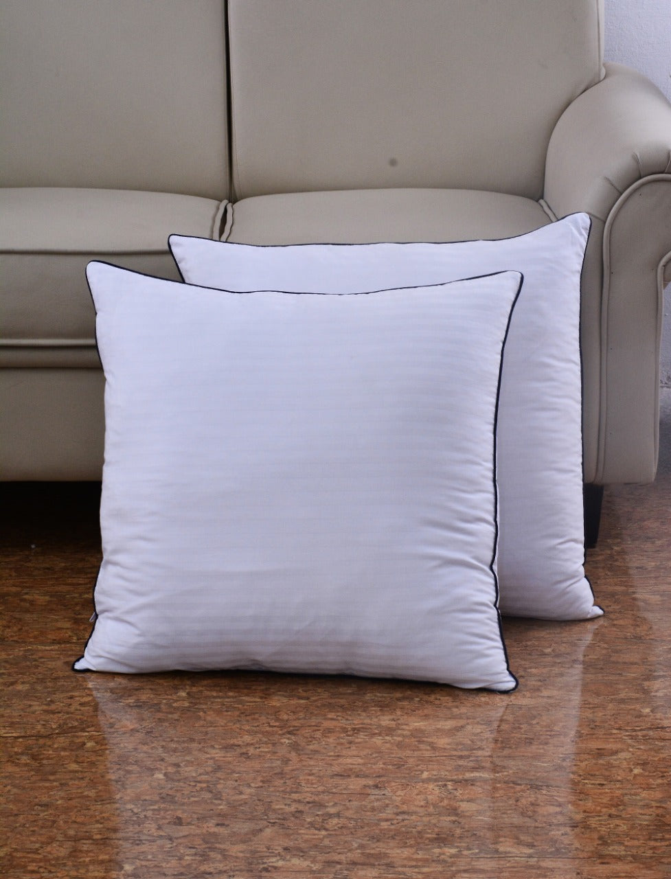 6 PCs Satin Pillows *2 Bed Cushion *2 & Floor Cushion *2 Set-White Apricot