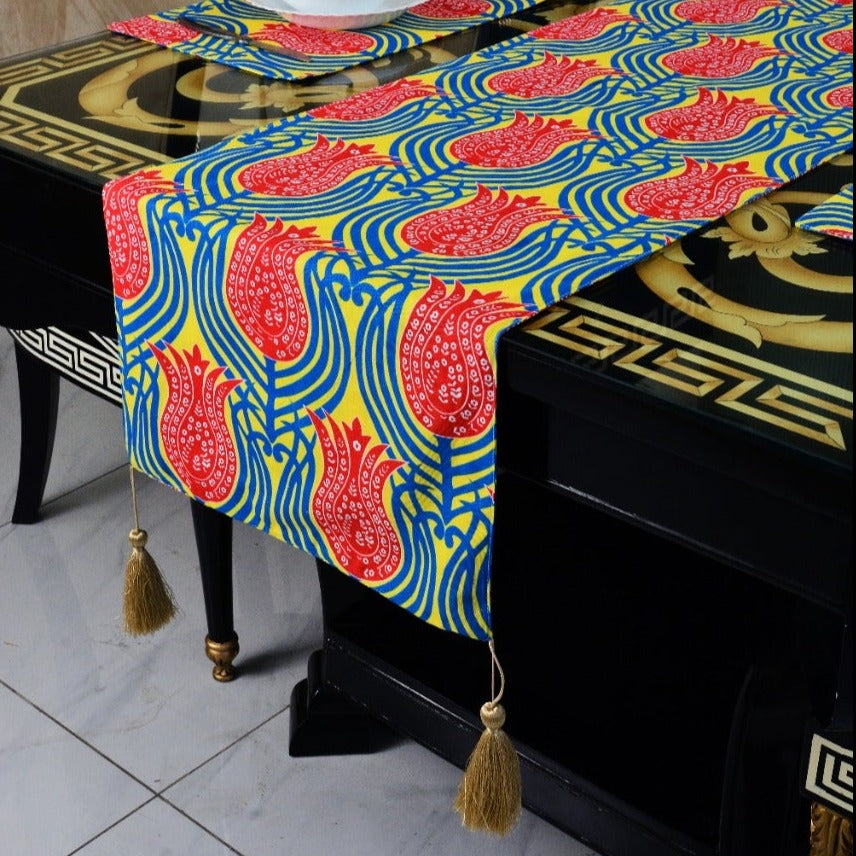 6 Seater Dining Table Runner Set(4617)- TRS03 Table Runners Apricot