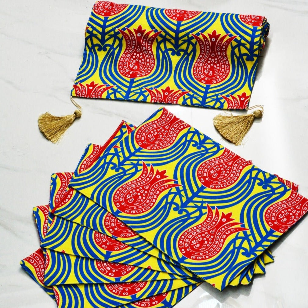 6 Seater Dining Table Runner Set(4617)- TRS03 Table Runners Apricot