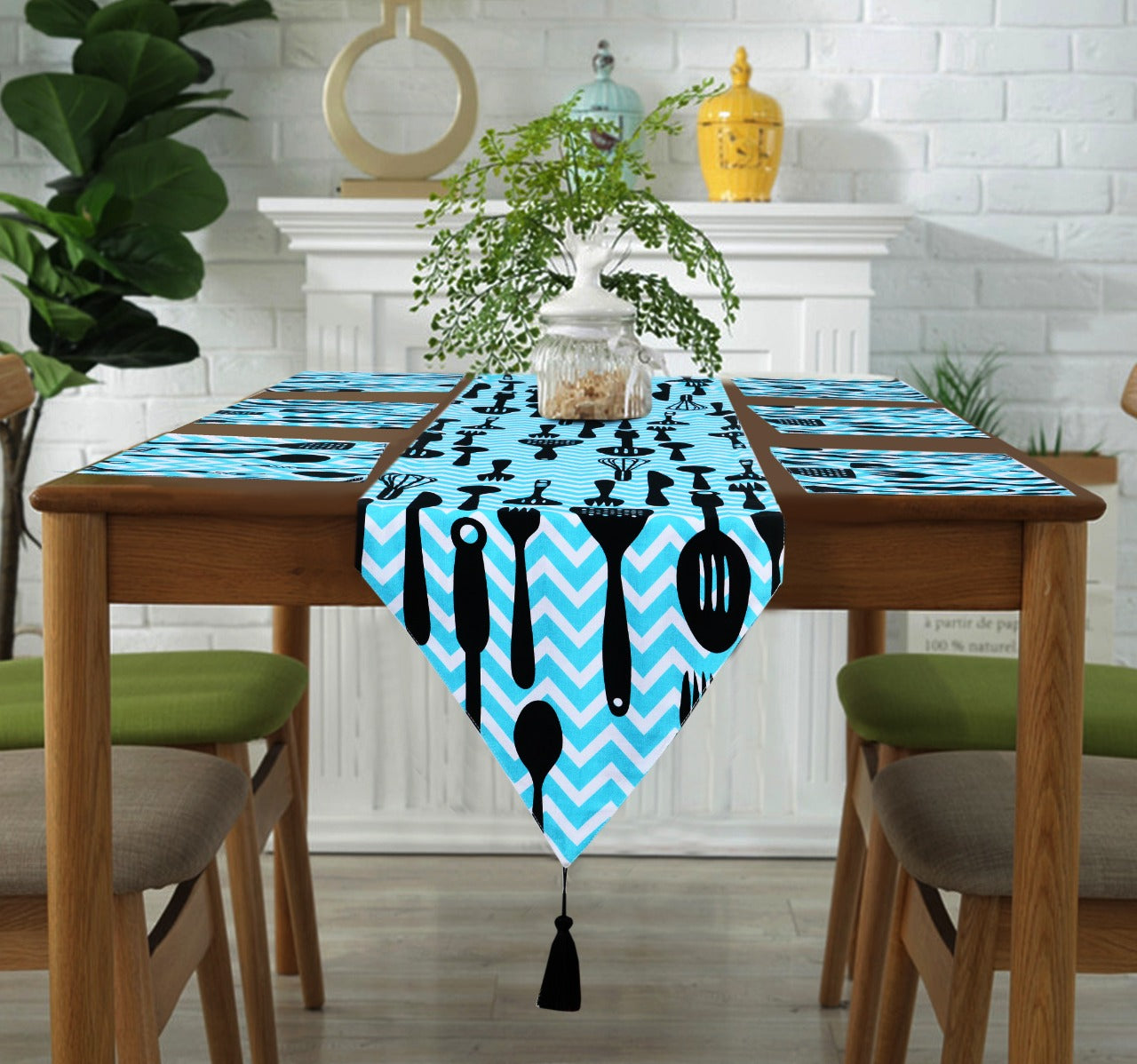 6 Seater Dining Table Runner Set(4617)- TRS05 Table Runners Apricot