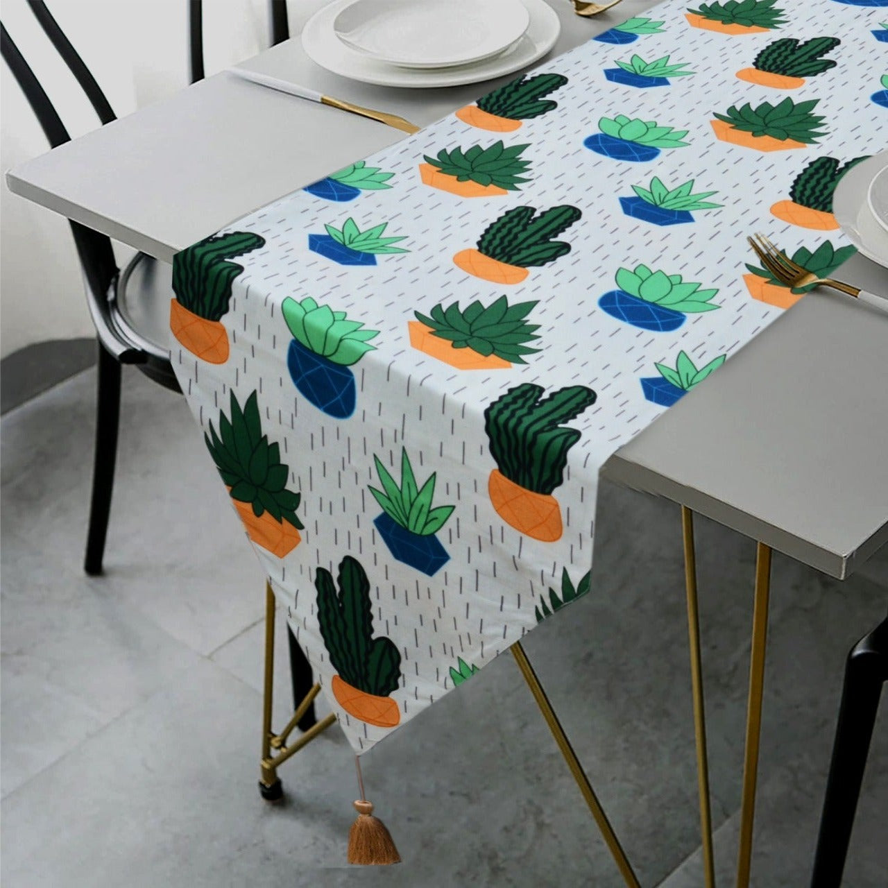 6 Seater Dining Table Runner Set(4617)- TRS08 Table Runners Apricot