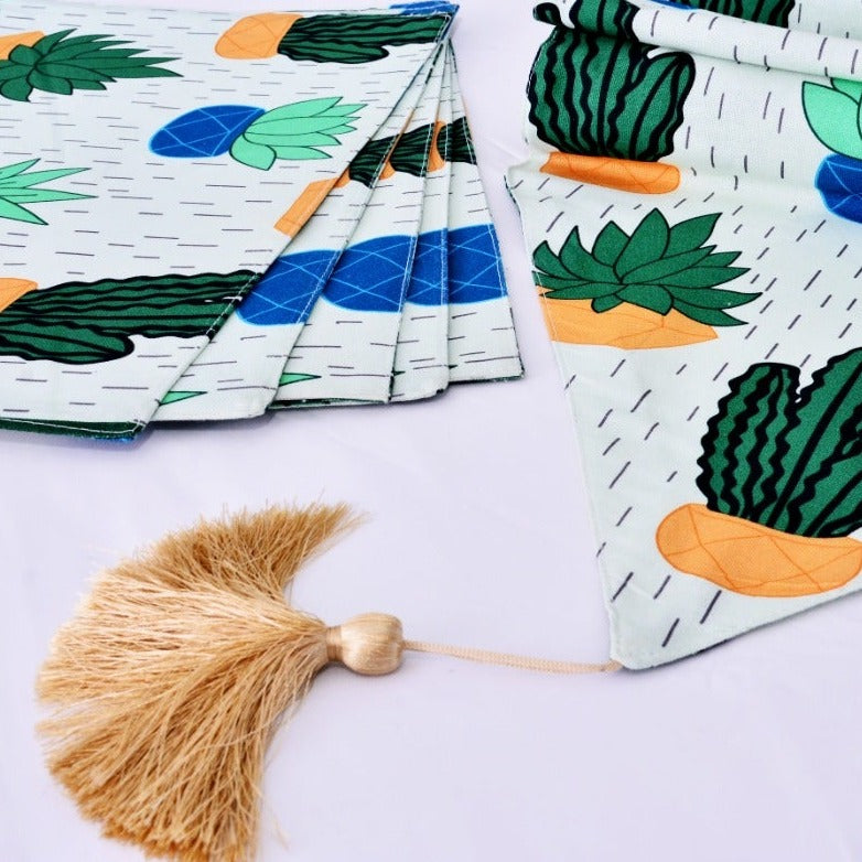 6 Seater Dining Table Runner Set(4617)- TRS08 Table Runners Apricot