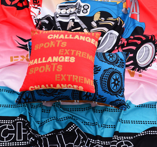 Digital Printed Junior Single Bed Sheet-Challanges kids Bed Sheet Apricot