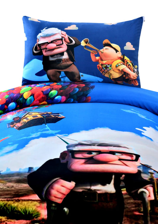 Digital Printed Junior Single Bed Sheet-(3894)UP kids Bed Sheet Apricot