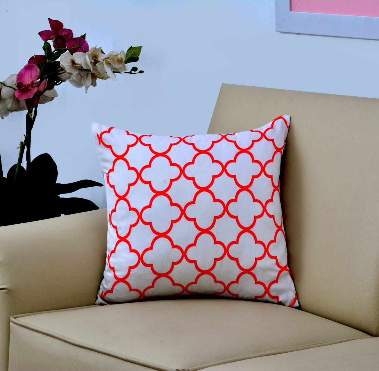 Digital Printed Satin Cushions Assorted 4PCs-Blooming Shades Apricot