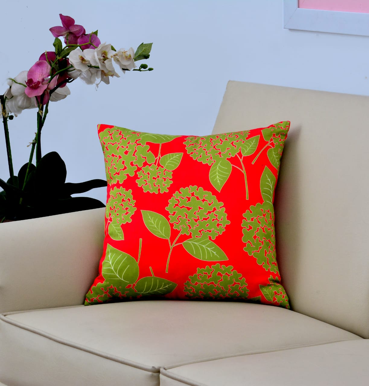 Digital Printed Satin Cushions Assorted 4PCs-Blooming Shades Apricot
