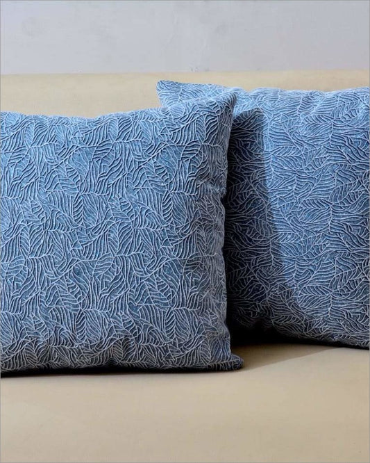 Embossed Cushion Micro Work (2699) - Pack Of 2 Chair, Floor & Bed cushion Apricot