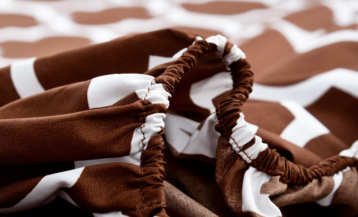 Fitted Bed Sheet-Brown Geometric Fitted Sheets Apricot