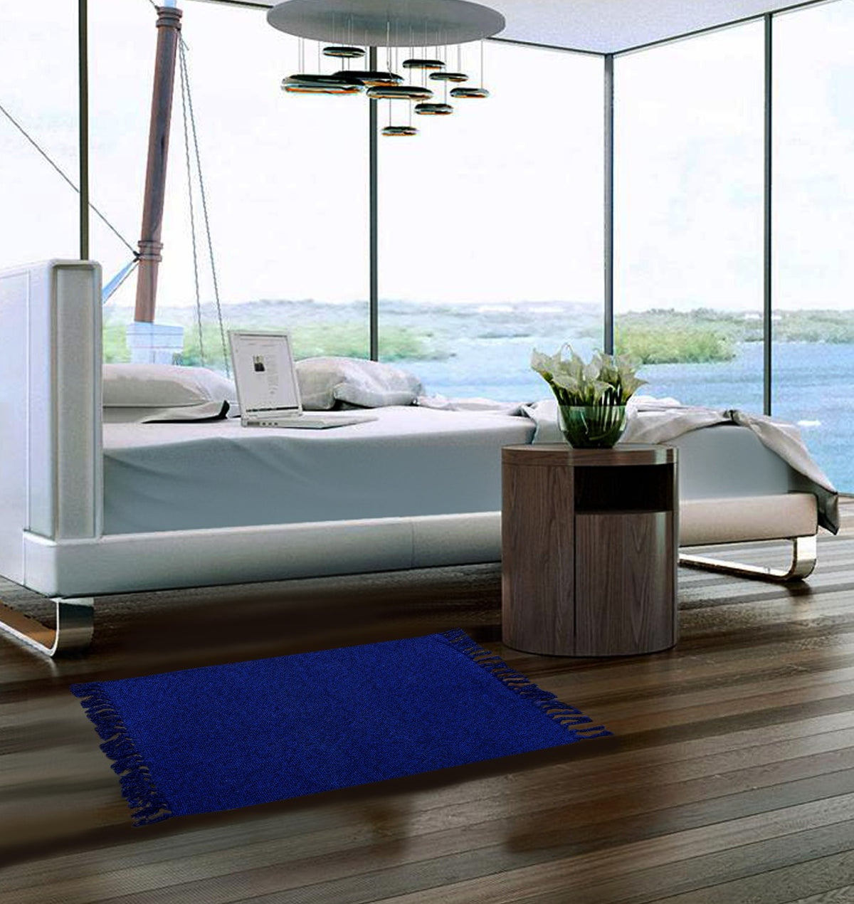 Room Bed Side Mats- (4756) Blue Apricot