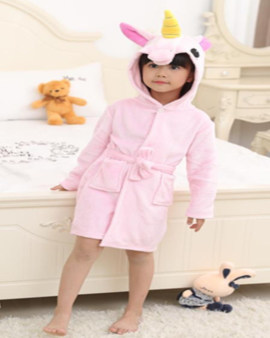 SA-29 Kids Plush Hooded Fleece- Sleep Wears Apricot