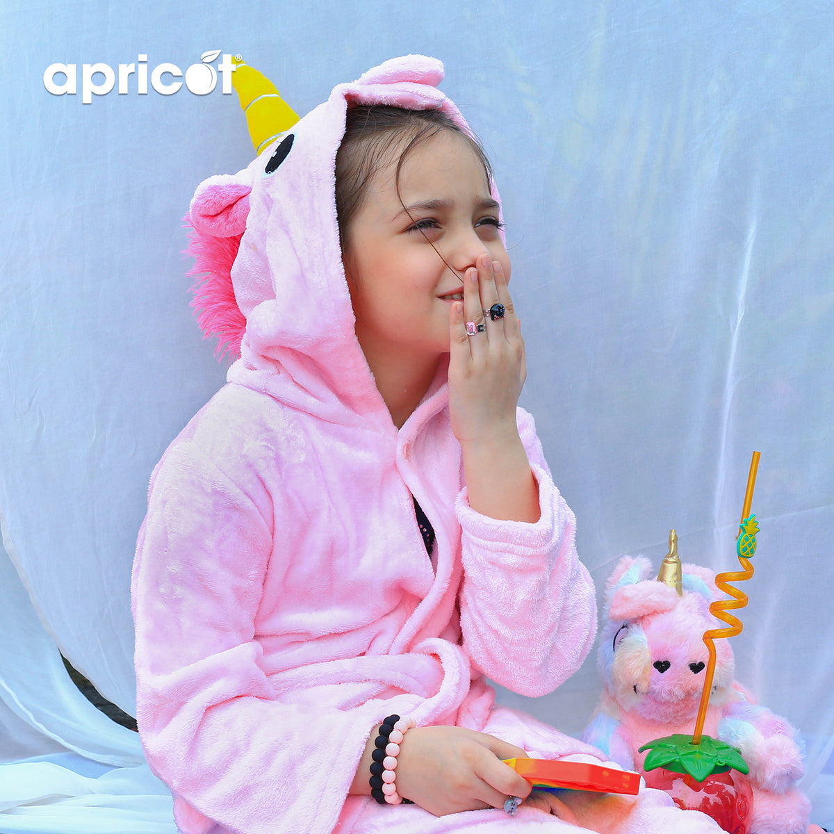 SA-29 Kids Plush Hooded Fleece- Sleep Wears Apricot