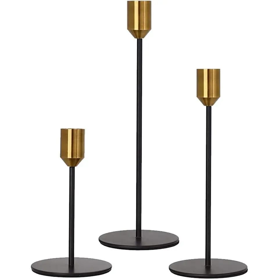 Set of 3 Metal Candle Holder-Golden Cups(2102) Apricot