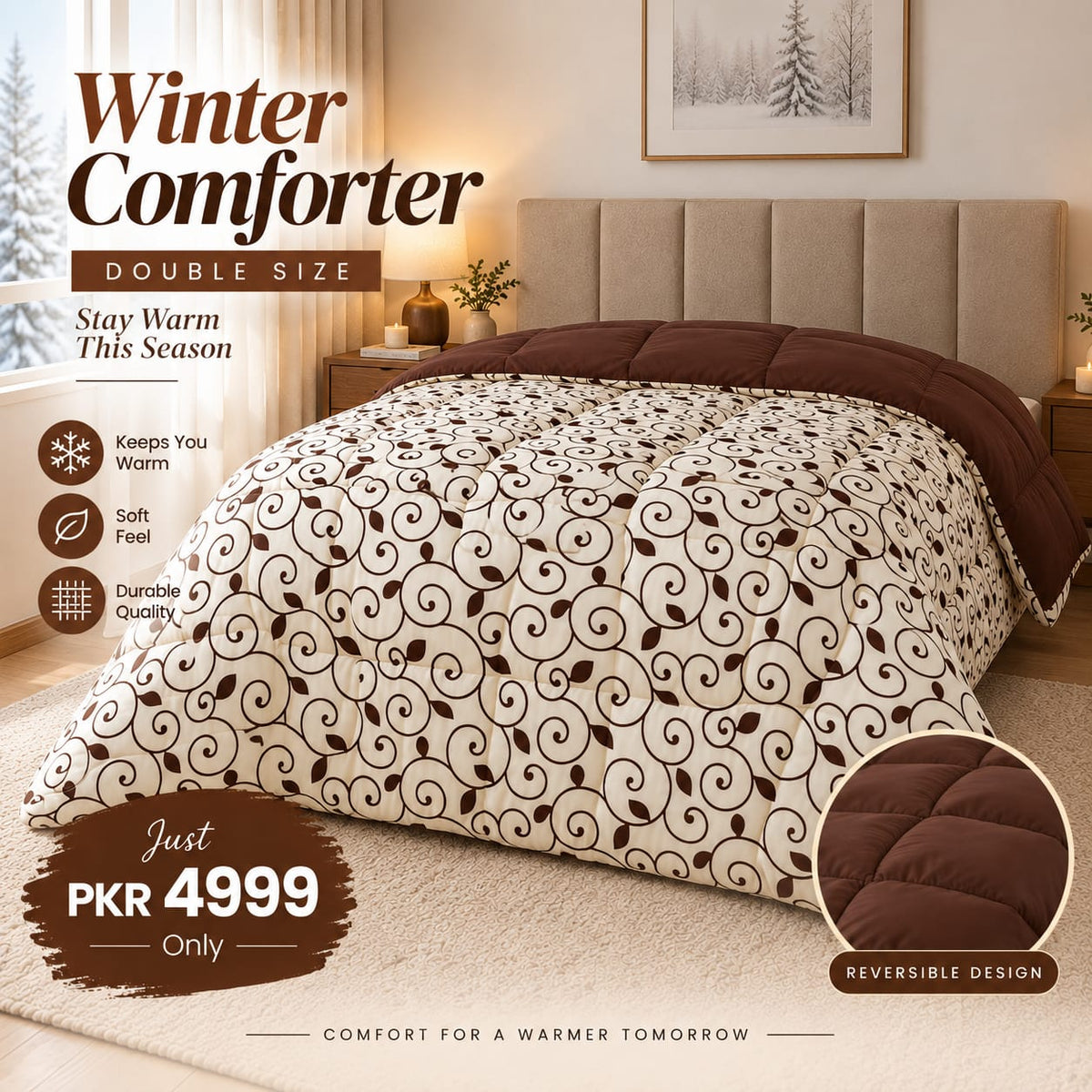 Double Winter Comforters Apricot