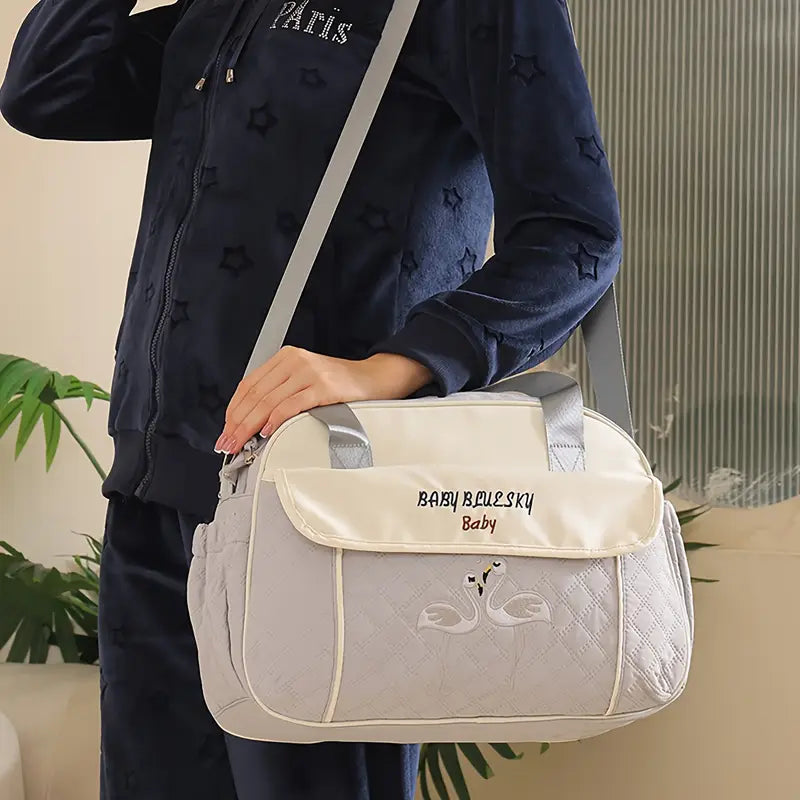 Multi function Mommy Bag with Large Capacity-SA2408-273(Grey) Blankets Apricot