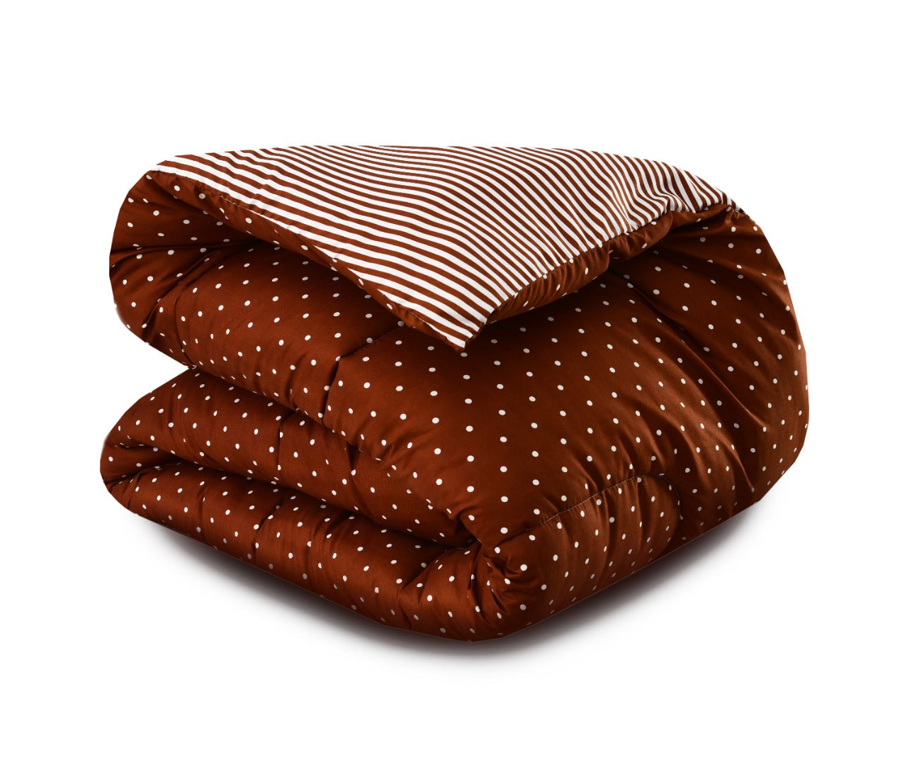 1 PC Double Winter Comforter-Brown Polka Apricot