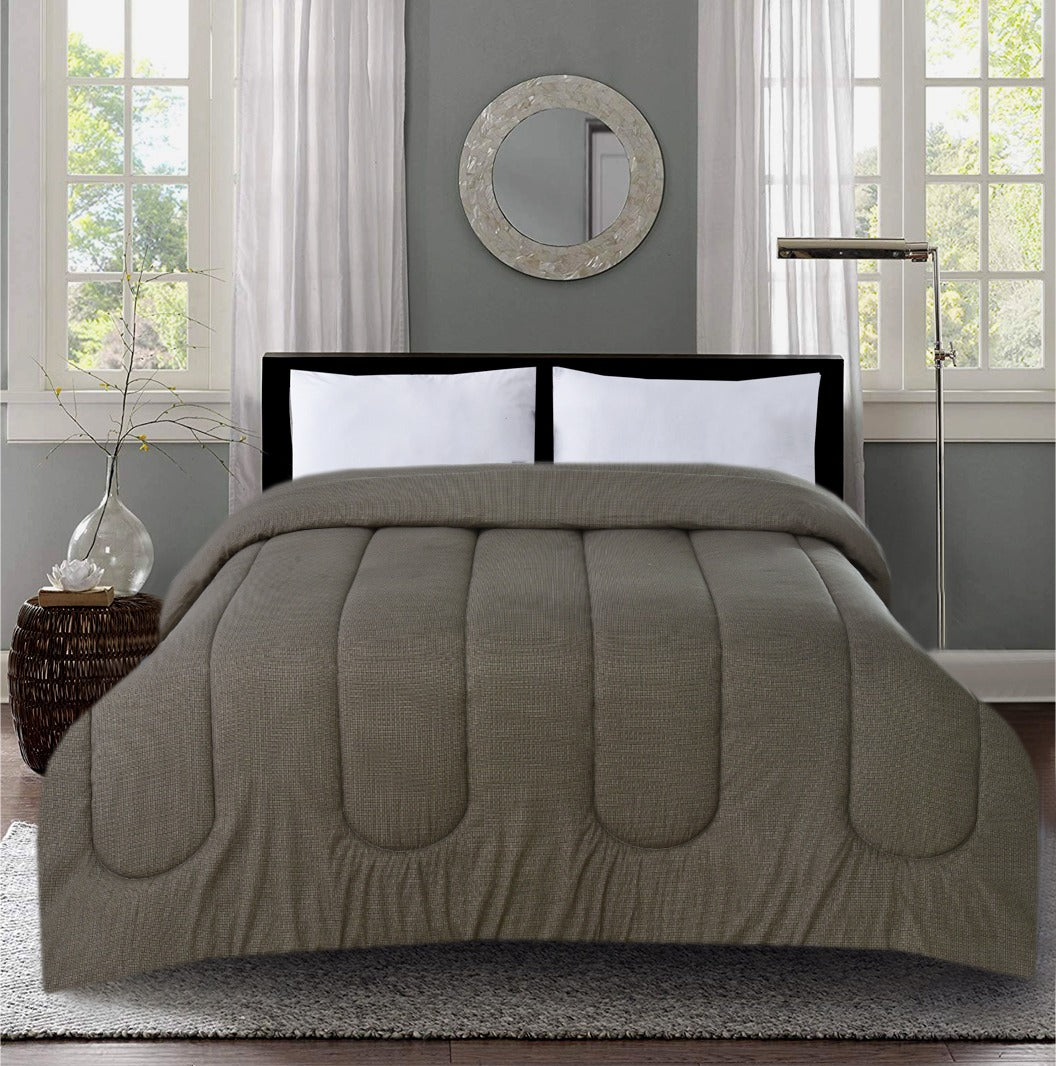 1 PC Double Winter Comforter-Brown Textured Apricot
