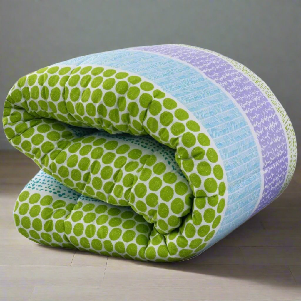 1 PC Double Winter Comforter-Green Circles Comforters Apricot   