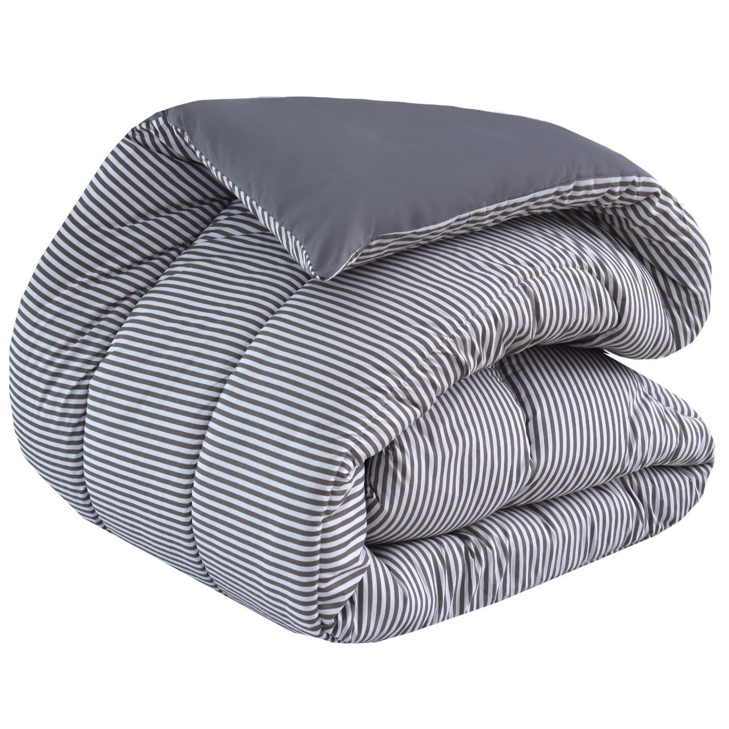 1 PC Double Winter Comforter-Grey Stripes Apricot
