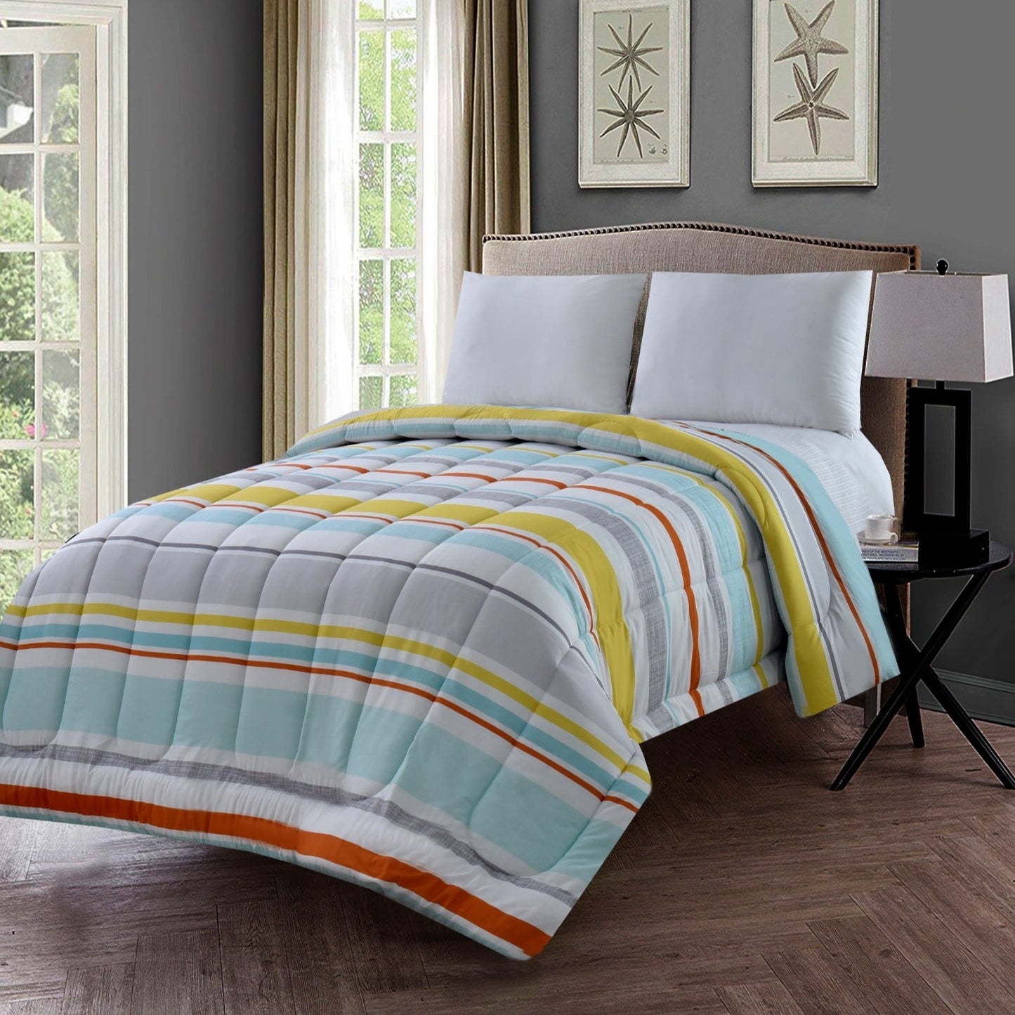 1 PC Double Winter Comforter-Multi Stripes Apricot