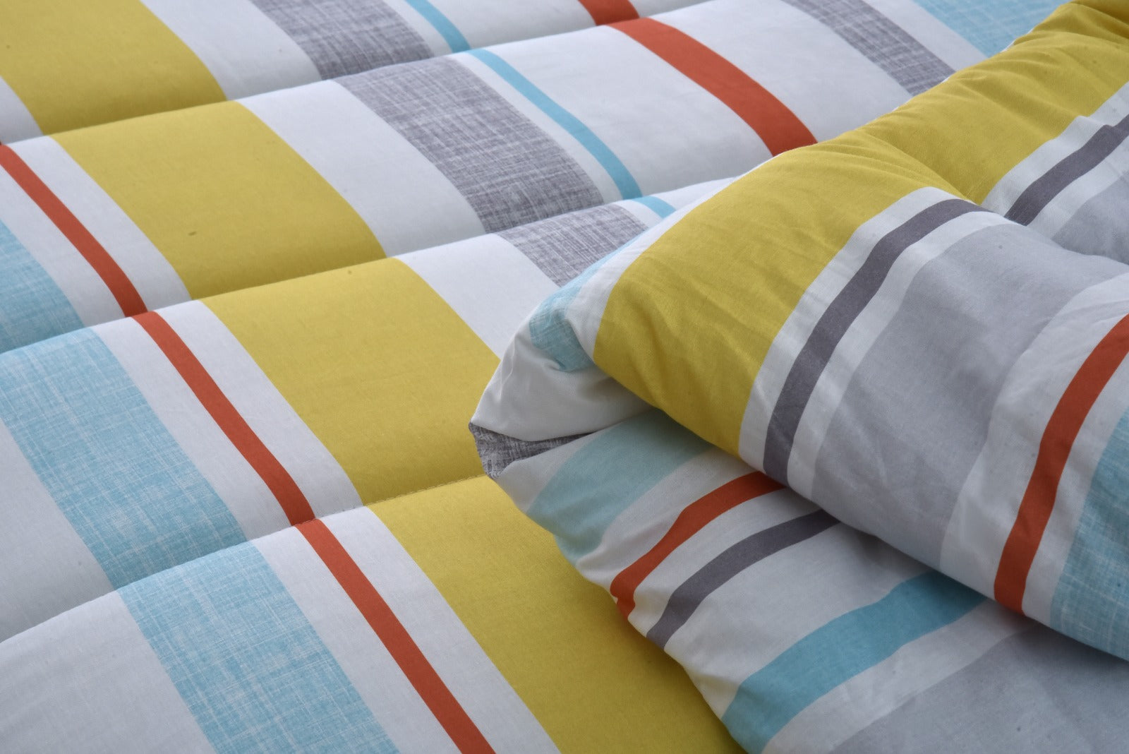 1 PC Double Winter Comforter-Multi Stripes Comforters Apricot   