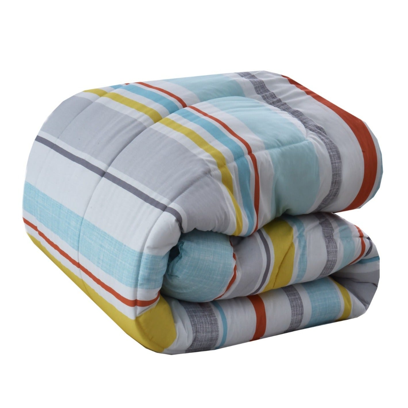 1 PC Double Winter Comforter-Multi Stripes Comforters Apricot   