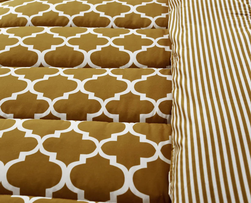 1 PC Single Comforter-Mustard Geometric Comforters Apricot