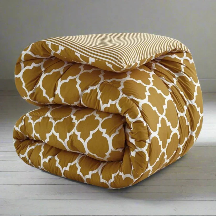 1 PC Single Comforter-Mustard Geometric Comforters Apricot