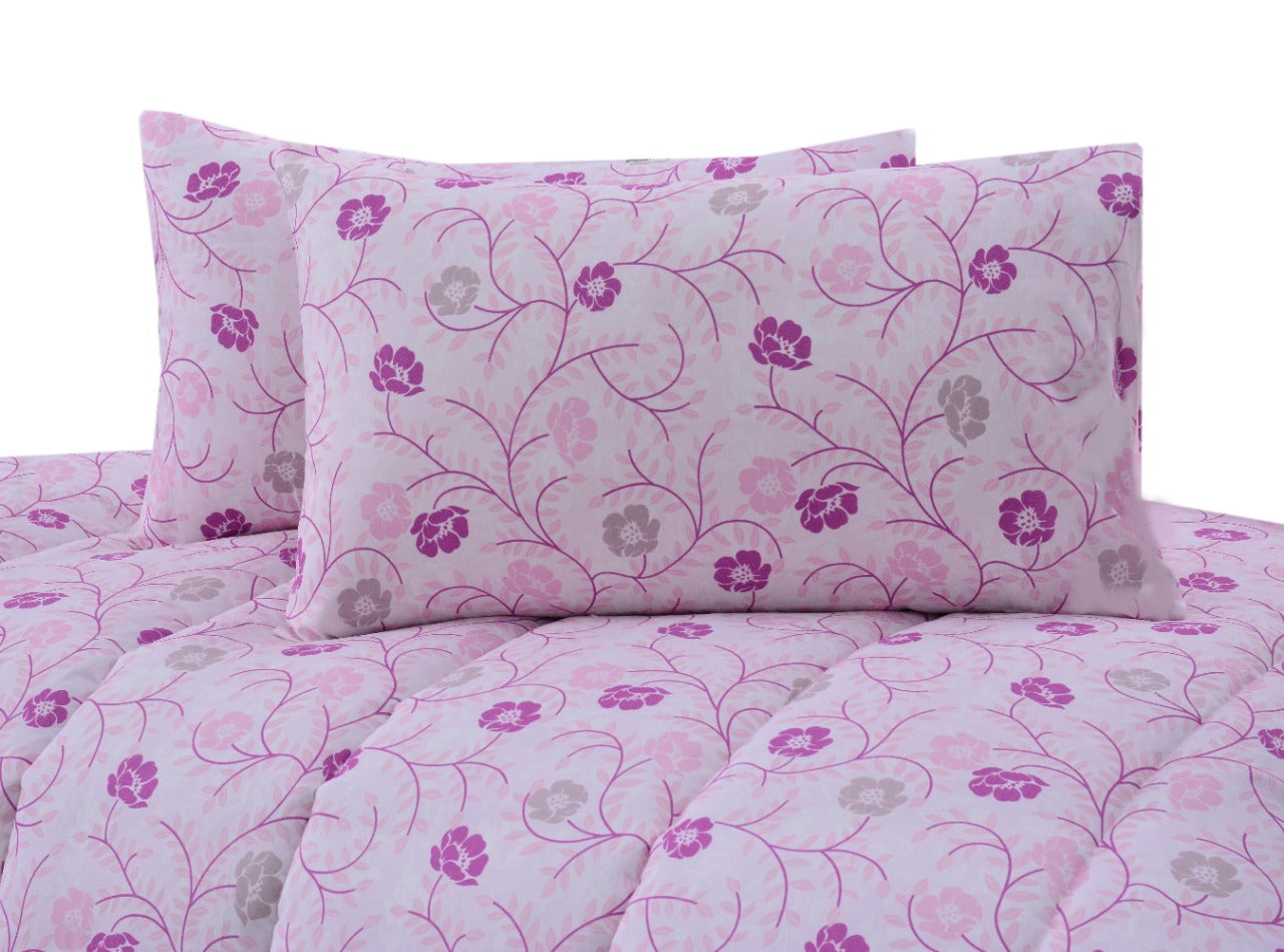 1 PC Double Winter Comforter-Pink Floral Apricot