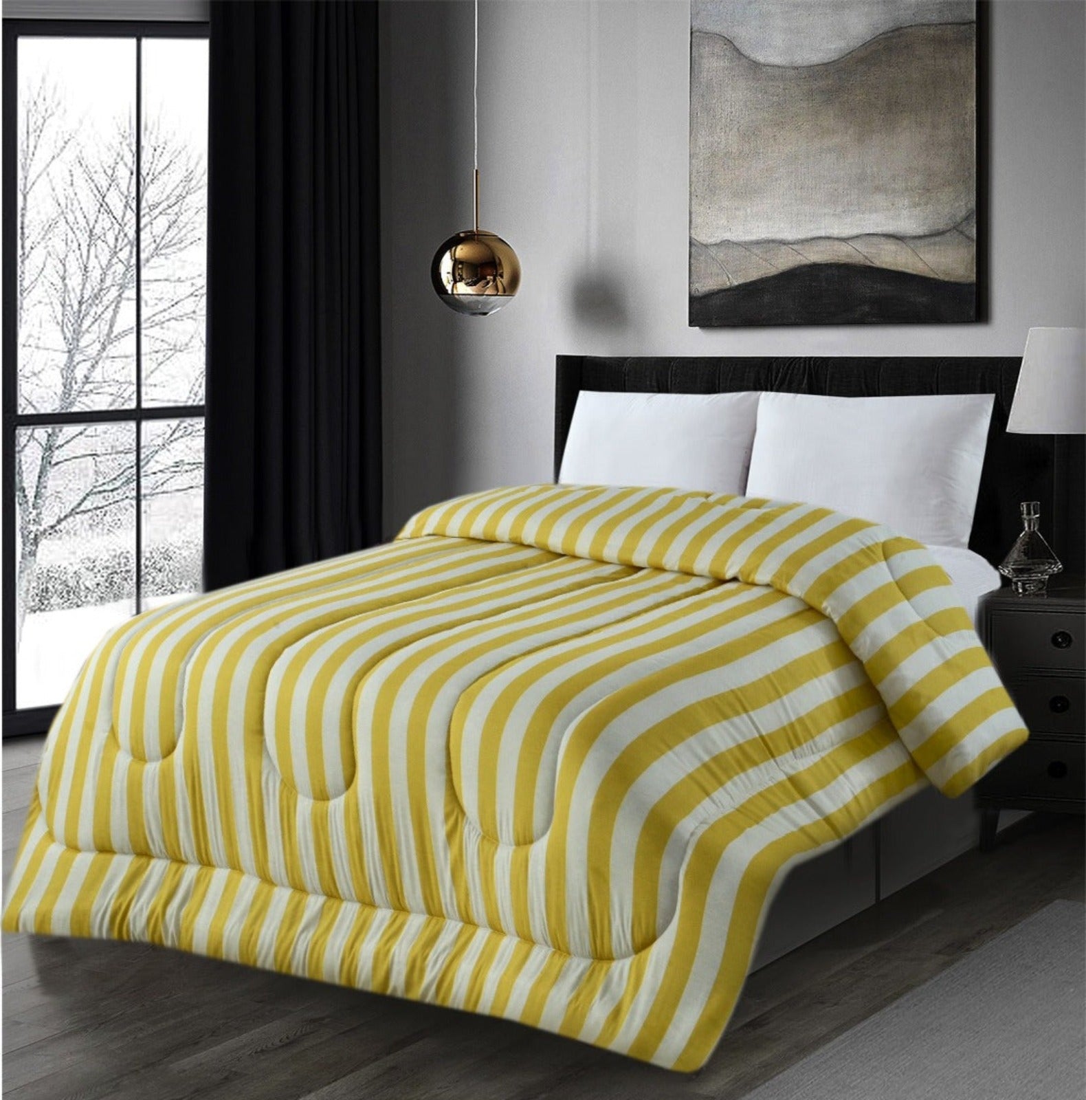 1 PC Double Winter Comforter-SNG-Yellow Comforters Apricot   