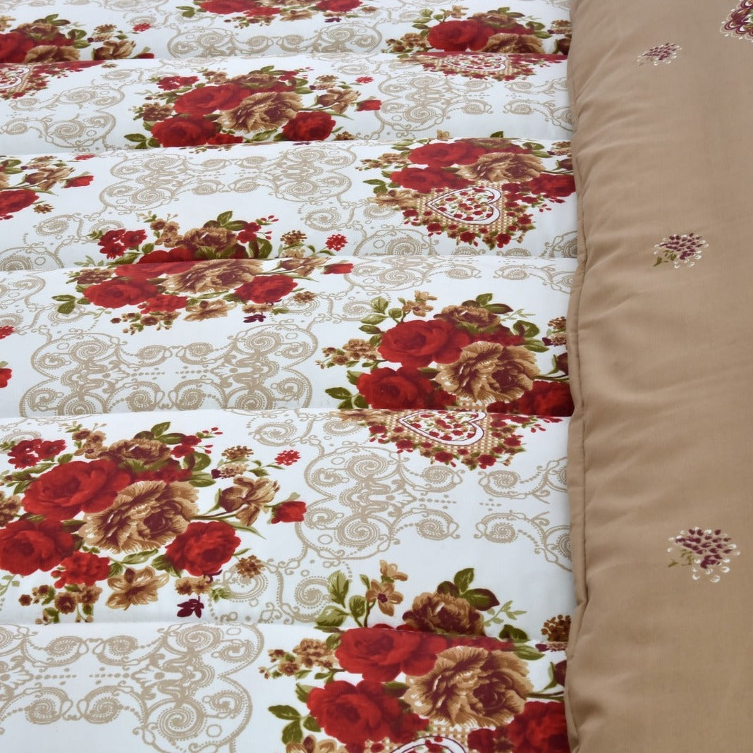 1 PC Single Comforter-Roses Comforters Apricot   