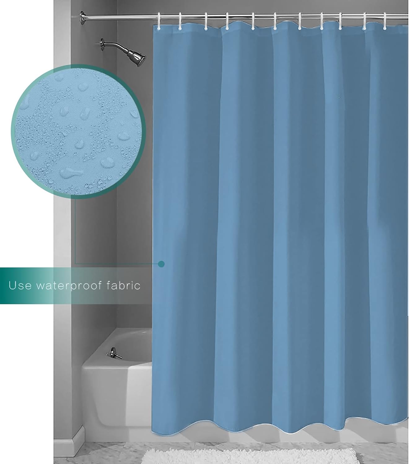 1 PC Waterproof Shower Curtain-Blue Curtains Apricot   