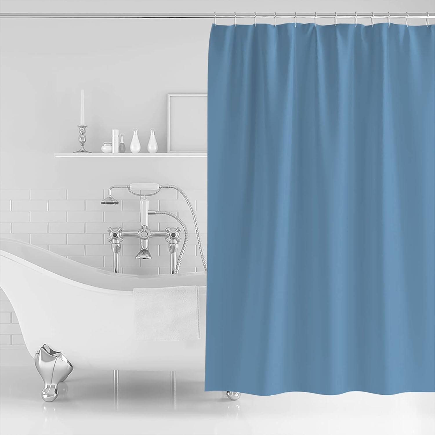 1 PC Waterproof Shower Curtain-Blue Curtains Apricot   