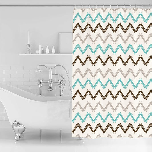 1 PC Waterproof Shower Curtain-Chevron Curtains Apricot   