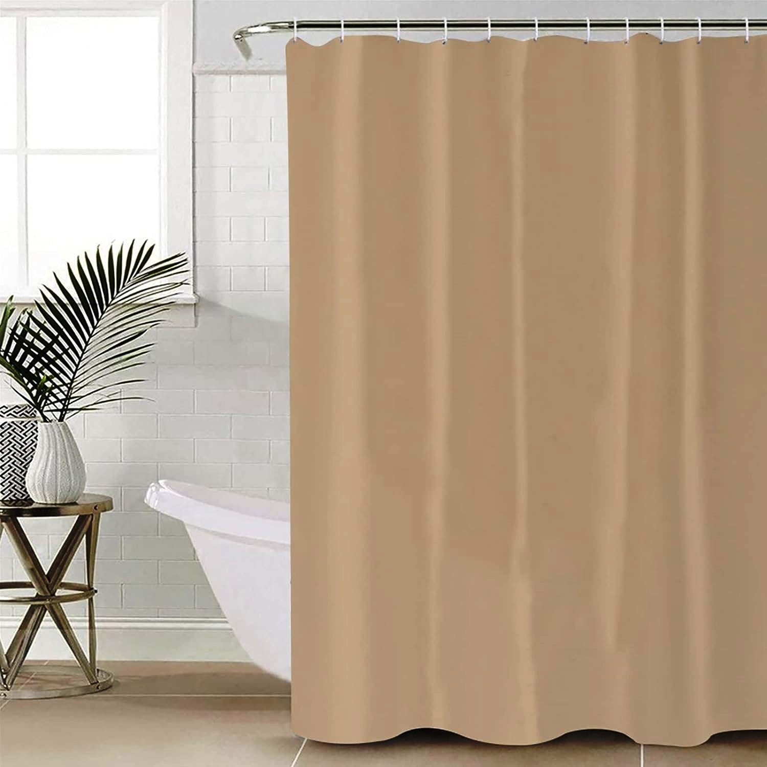 1 PC Waterproof Shower Curtain-Light Brown Curtains Apricot   