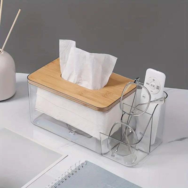 1 Pc Built-in Spring Tissue Box-(5320)Transparent Apricot