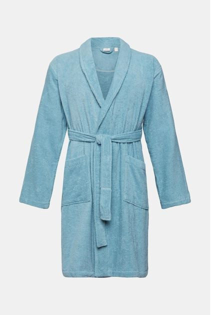 100% Cotton Bathrobe(1440) Large-Petrol Blue Bath Linen Apricot   