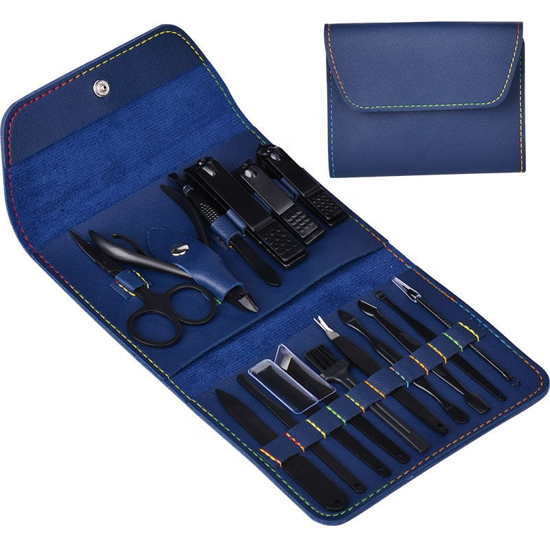 16 PCs Nail Clipper/Manicure & Pedicure Kit-BLUE  Apricot   