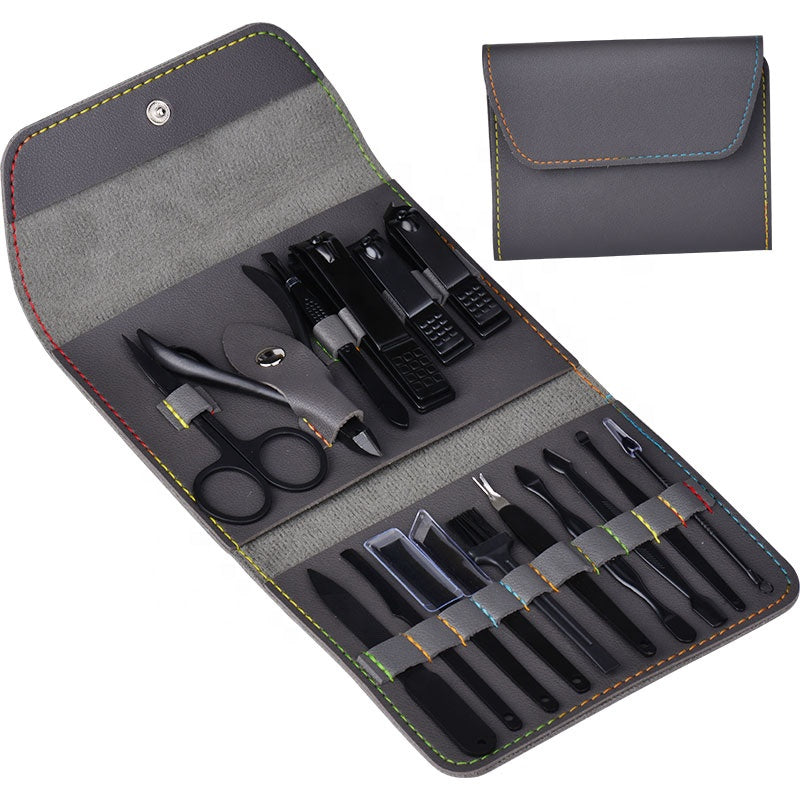 16 PCs Nail Clipper/Manicure & Pedicure Kit-GREY Apricot