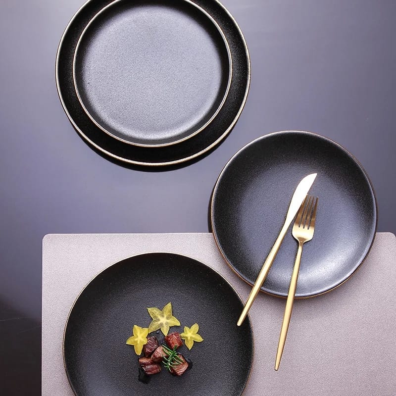 1PC Serving Plate-Black(SA2405-11)  Apricot   