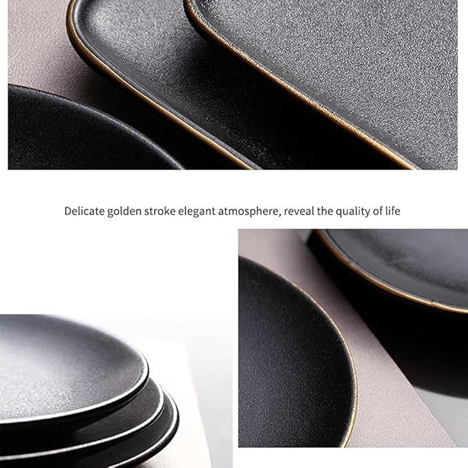 1PC Serving Plate-Black(SA2405-11)  Apricot   