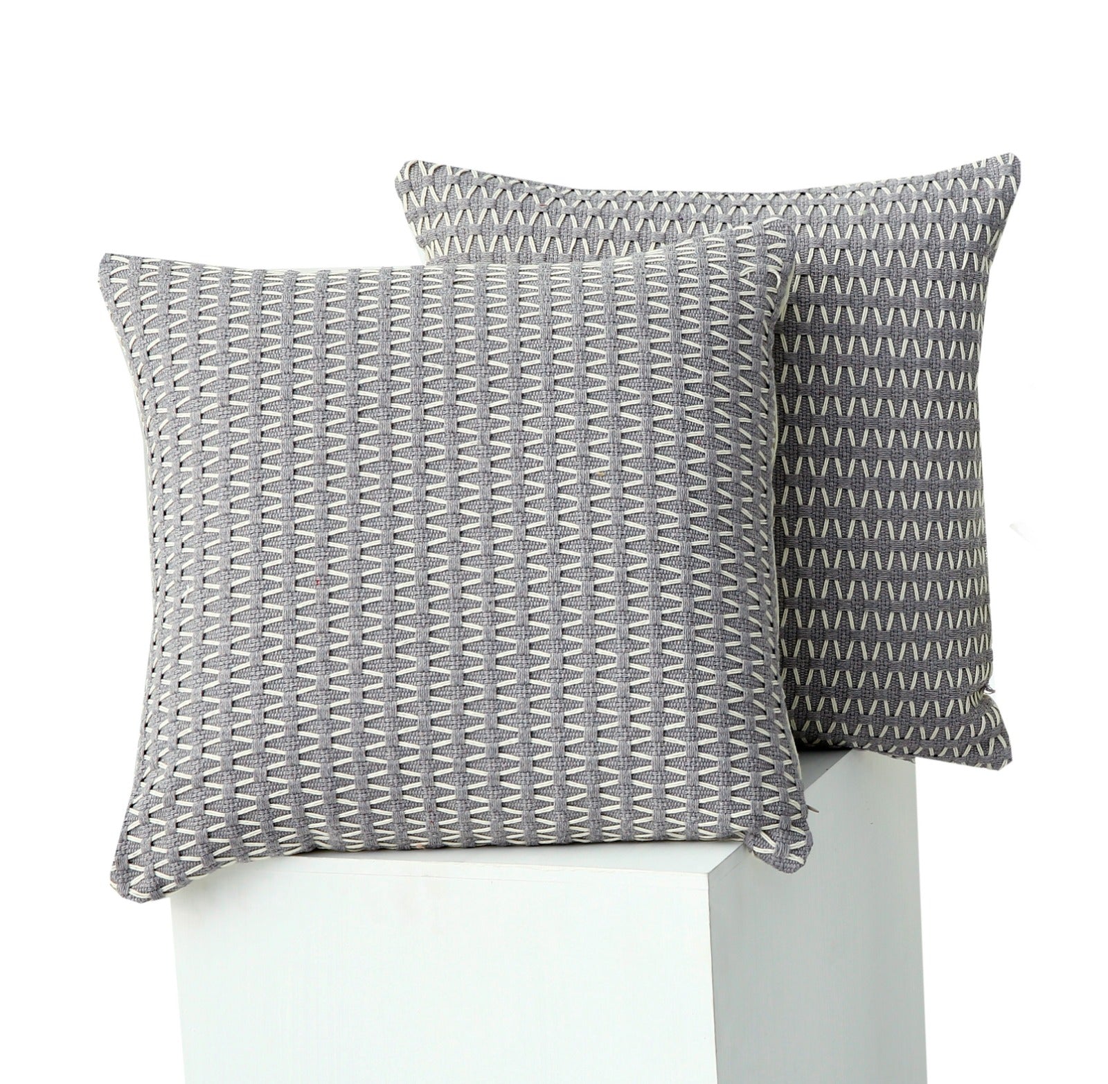 2 PCs 3D Embroidered Cushions-5437Grey cushions Apricot   