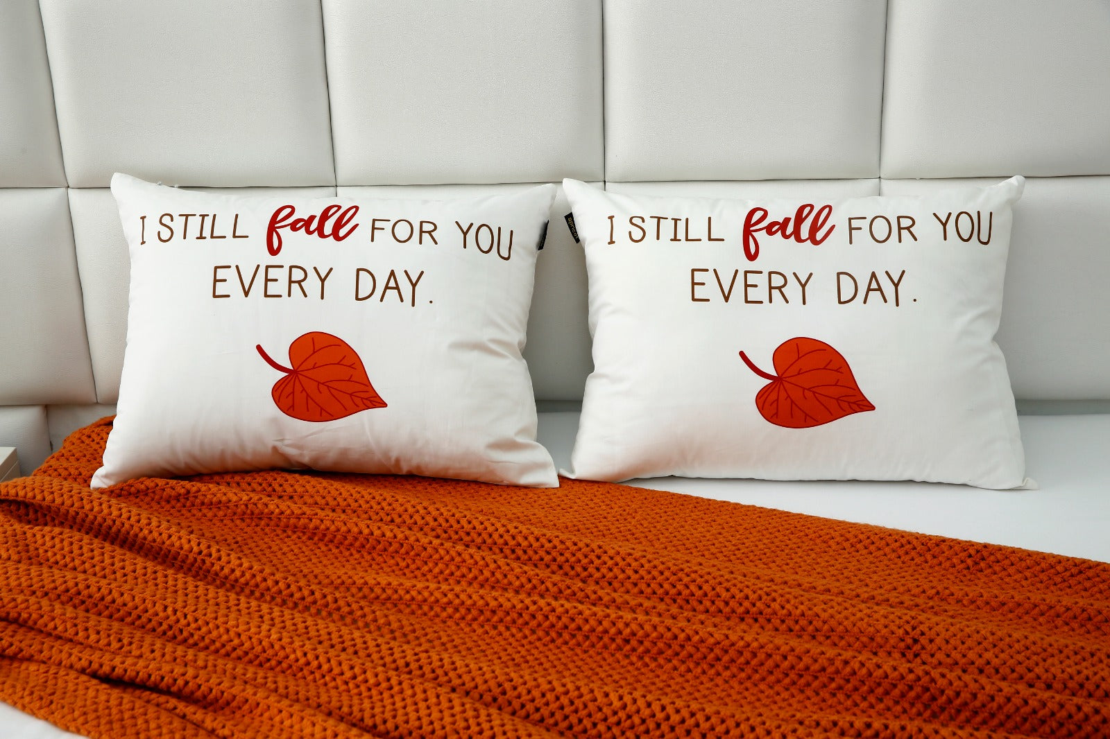 2 PCs Digital Printed Cotton Cushions-FALL cushions Apricot   