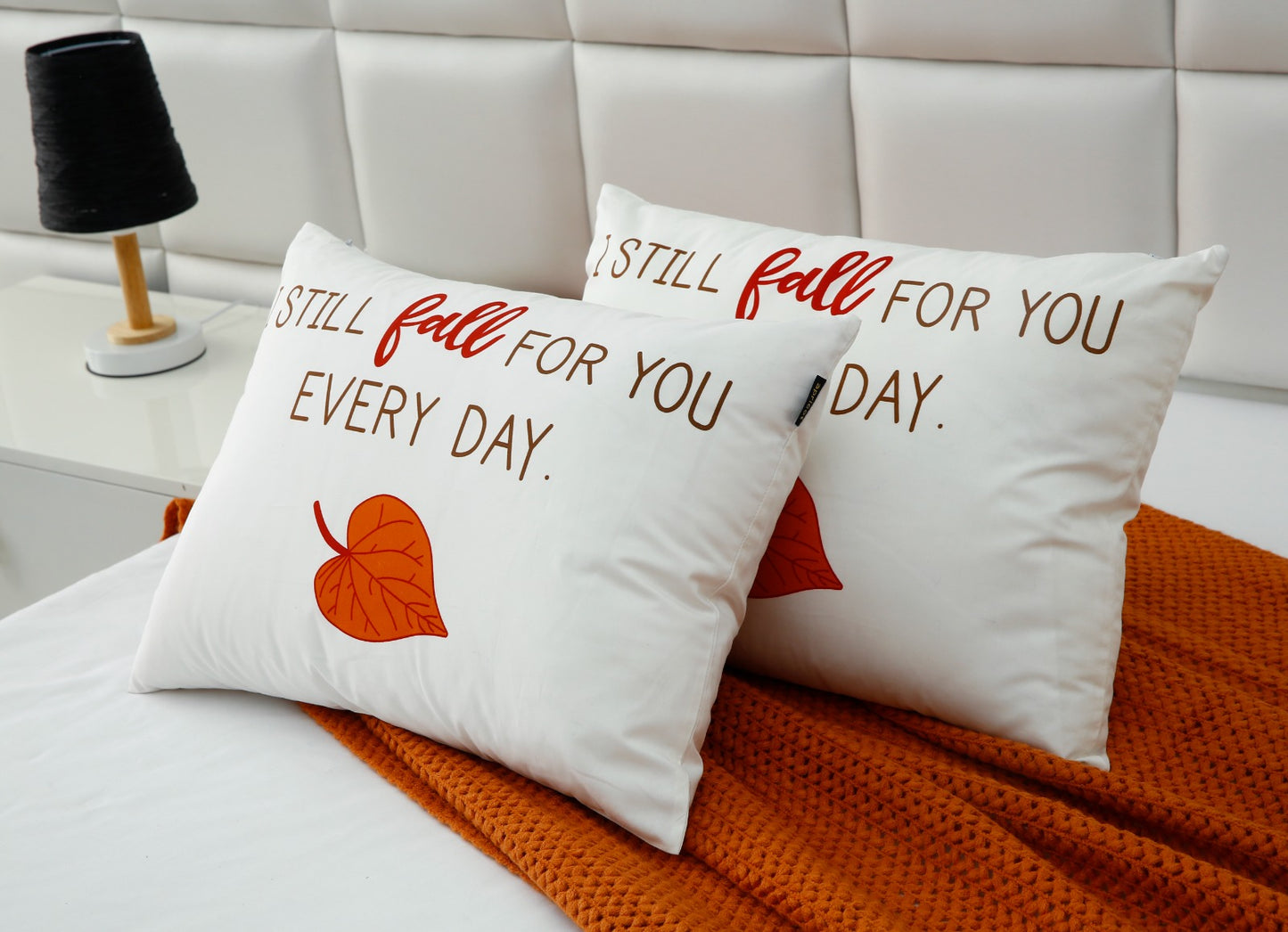 2 PCs Digital Printed Cotton Cushions-FALL cushions Apricot   